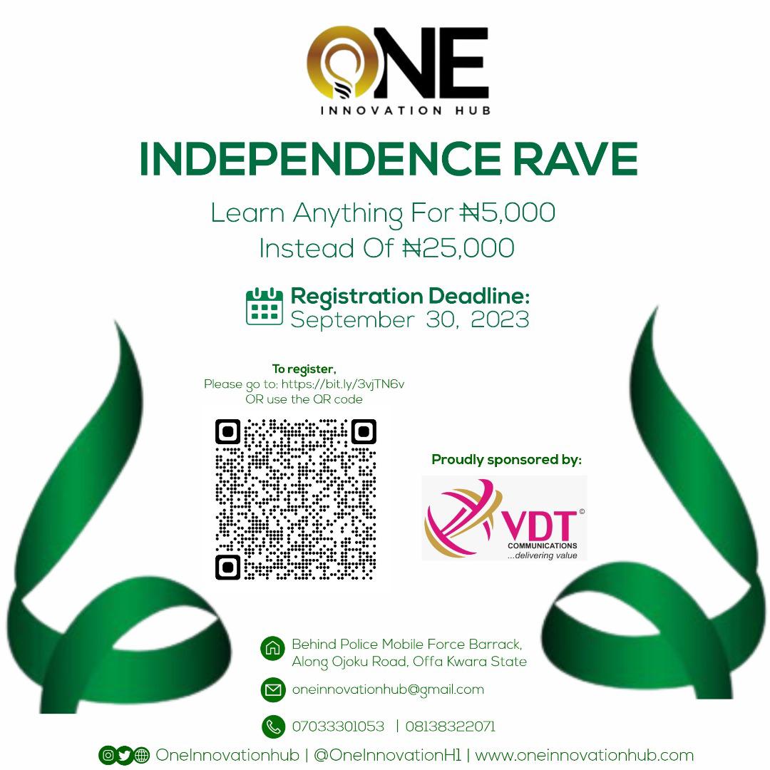 ONE Innovation Hub Offa Slashes Course Fees From N25,000 to N5,000 in Celebration of Nigeria’s Independence